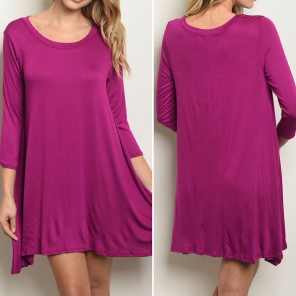 Trend Setter Diva Boutique Dresses & Skirts - 3/4 sleeve scoop neck jersey tunic dress.